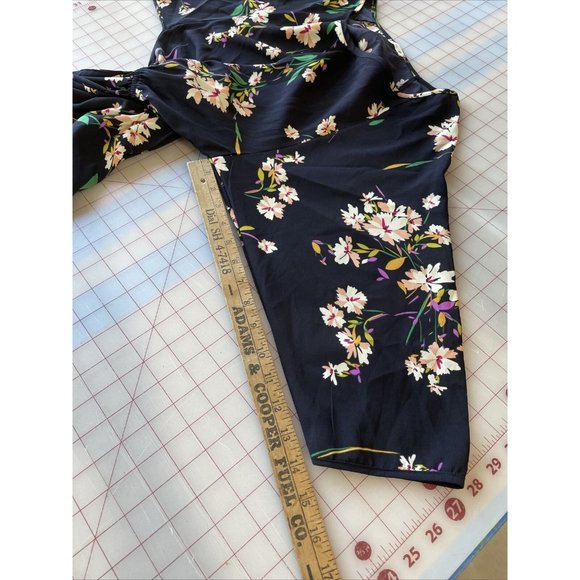Soprano Mini Dress Womens Small Navy Floral V Neck 3/4 Sleeves Bohemian 109 - Picture 9 of 9
